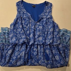 Lily Rose Blue and White Smocked Tie Front Mini Dress
